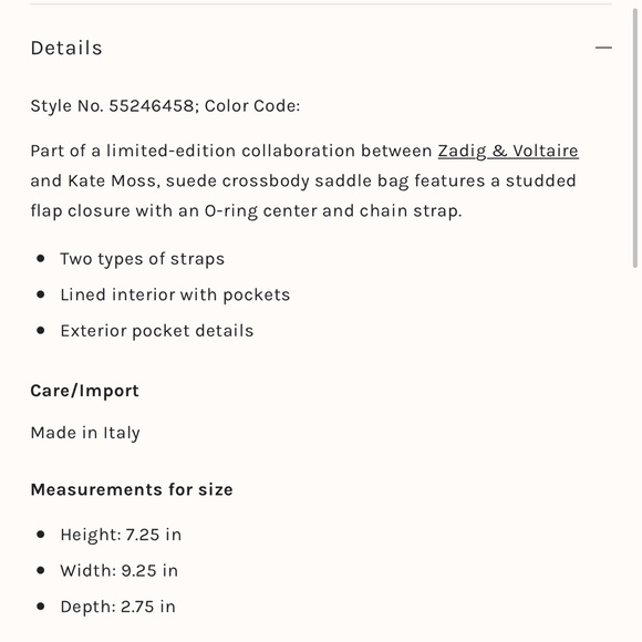 Zadig & Voltaire Kate Moss Handbag - Picture 8 of 13